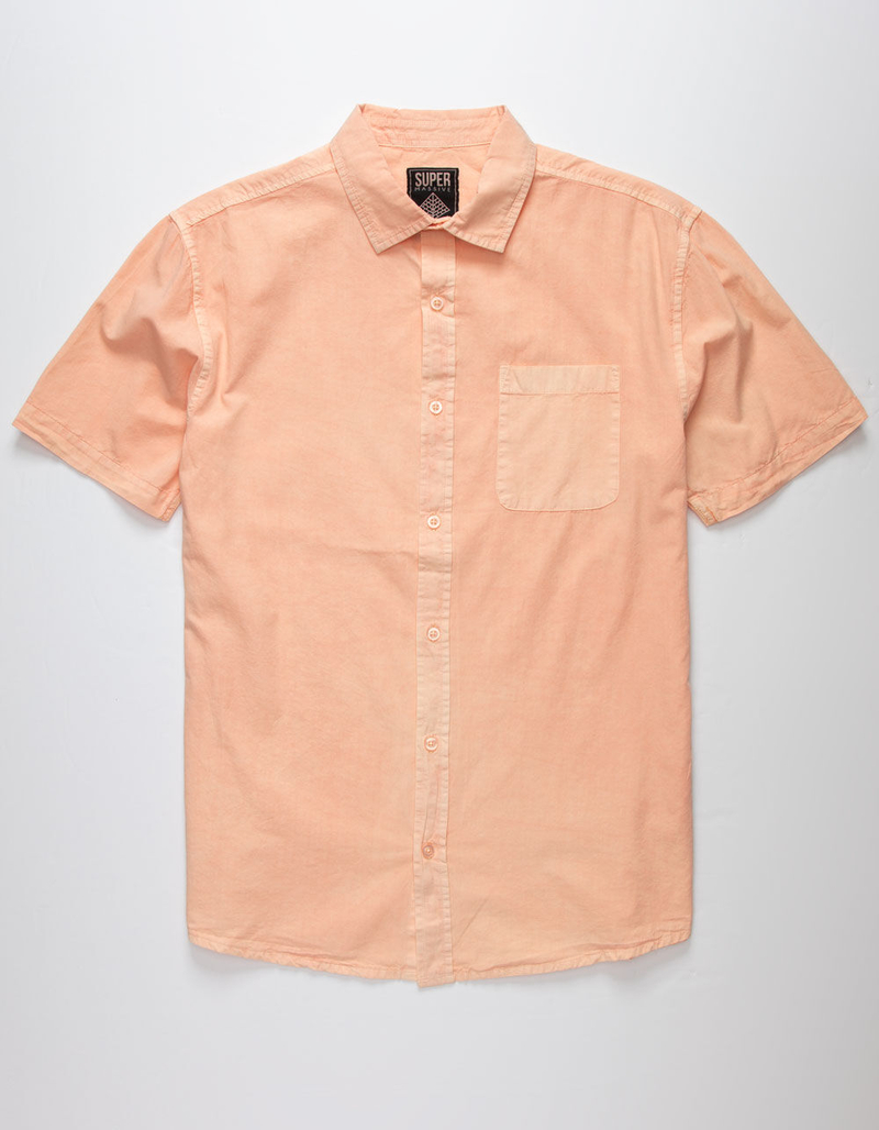 SUPER MASSIVE Washed Solid Mens Dusty Pink Button Up Shirt image number 0