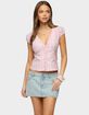 EDIKTED Georgia Ruffle Striped Button Up Top image number 1