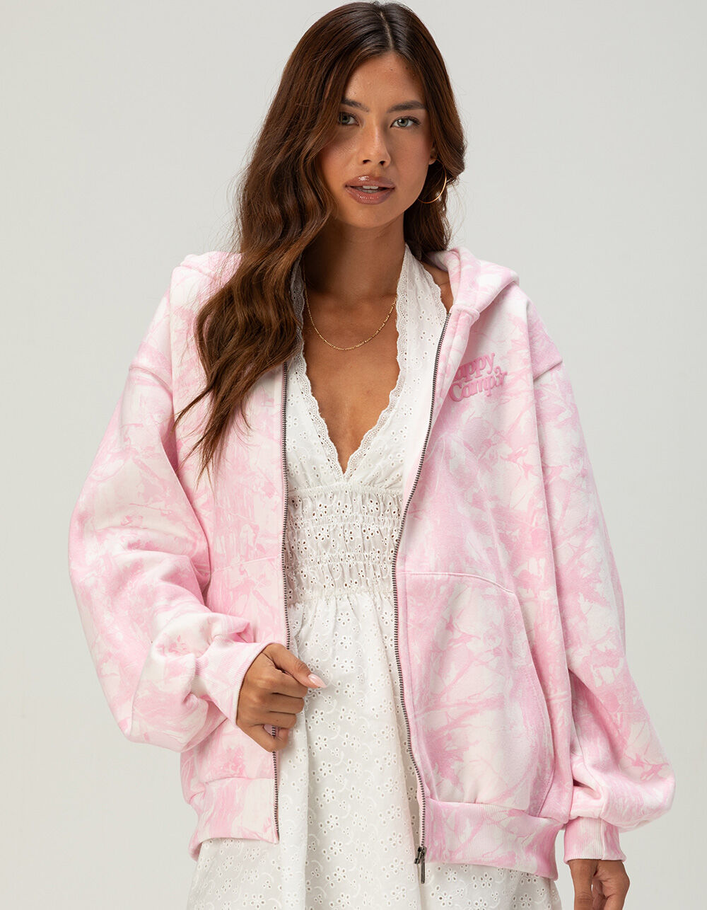 HAPPY CAMP3R Pink Camo Womens Zip-Up Hoodie - PINK COMBO | Tillys