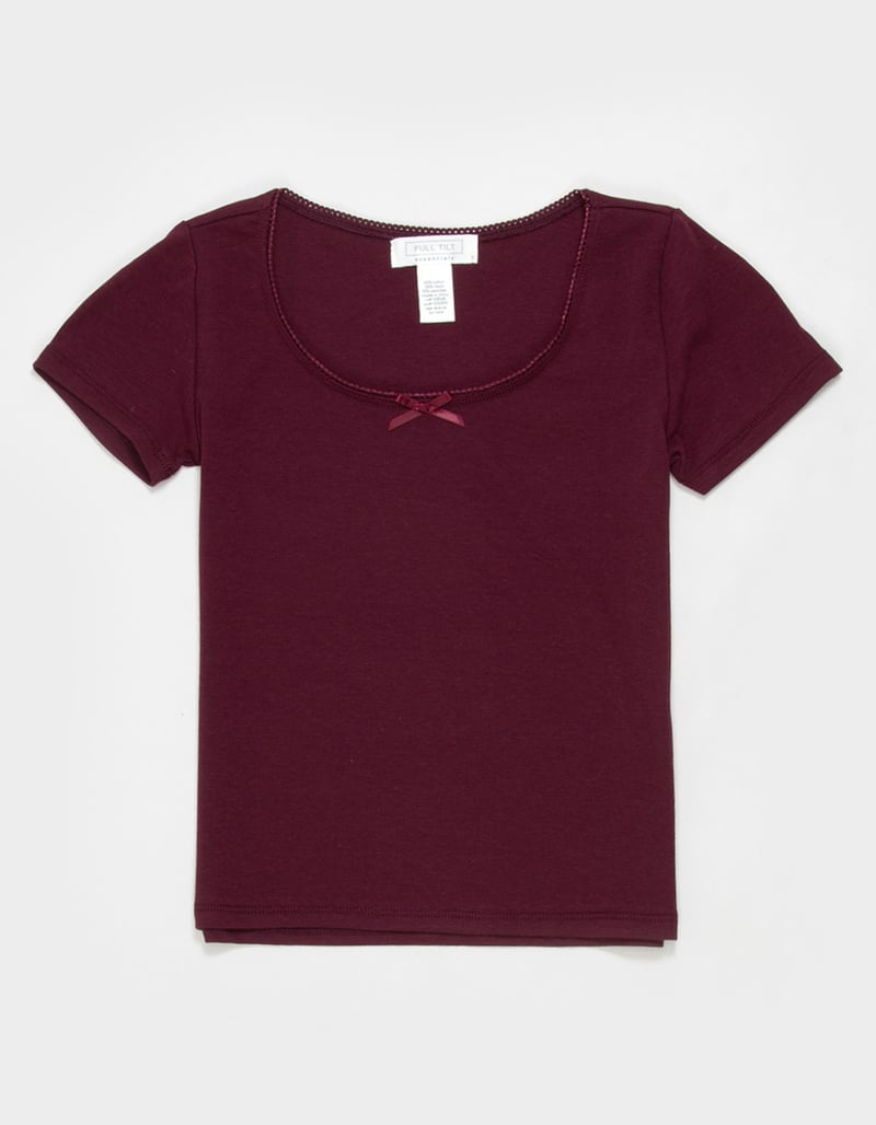 FULL TILT Essentials Girls Bow Trim Tee image number 1