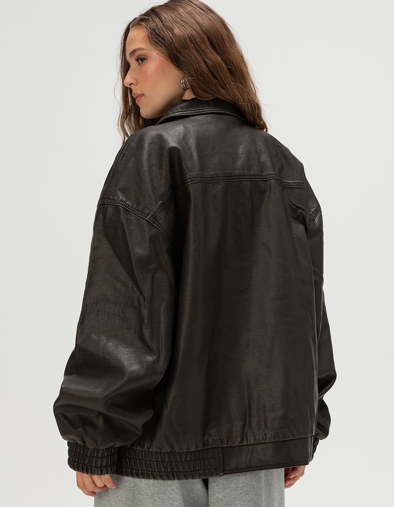 RSQ Womens Oversized Faux Leather Bomber Jacket image number 2