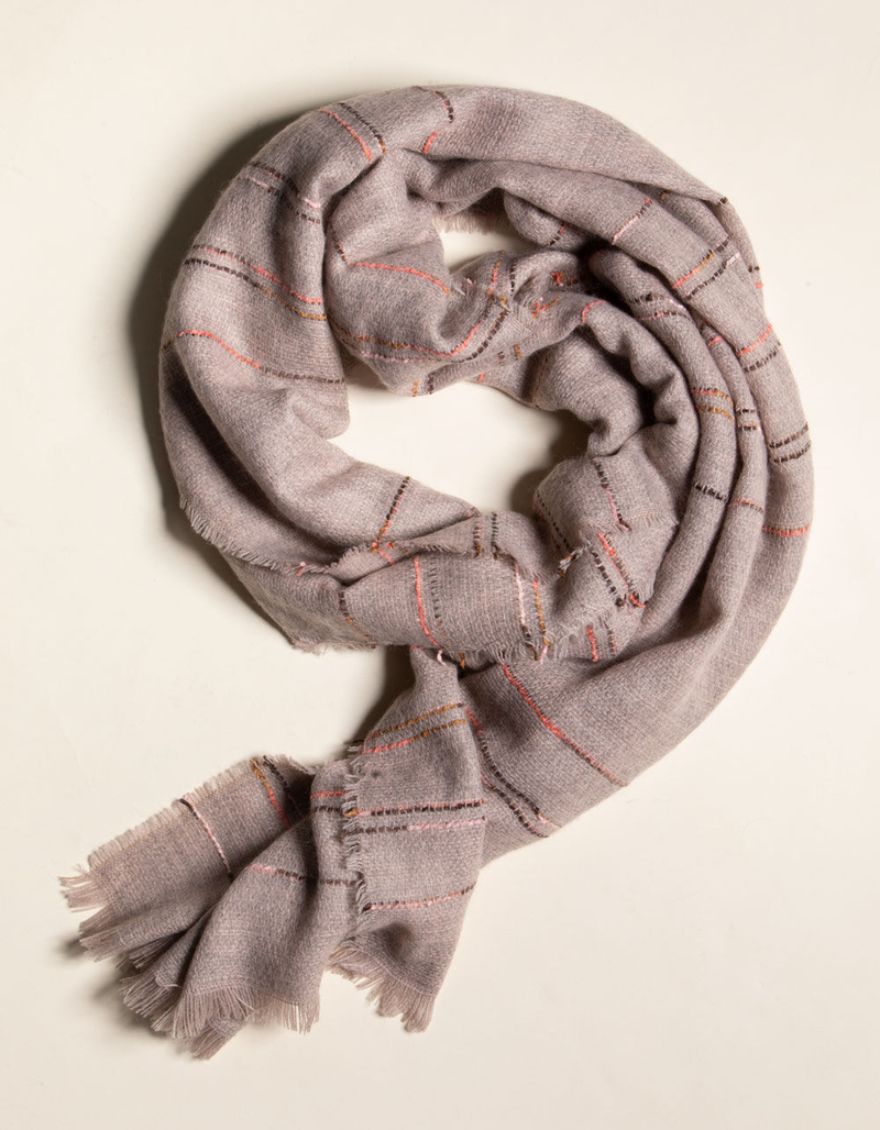 DO EVERYTHING IN LOVE Cozy Stripe Pink Scarf image number 1