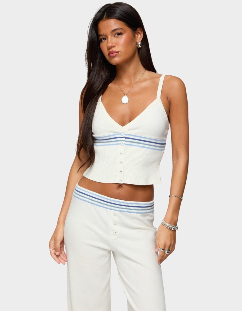 EDIKTED Miya Stripey Ribbed Knit Tank Top image number 0
