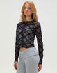 RSQ Womens Plaid Mesh Button Front Long Sleeve Top image number 3