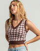 RSQ Houndstooth Womens Brown & Pink Vest image number 1
