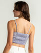 SKY AND SPARROW Ruched Lace Up Womens Lavender Cami image number 3