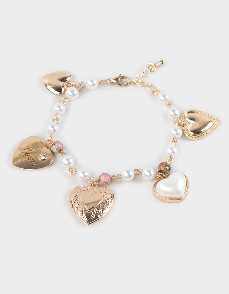 FULL TILT Multi Heart Locket Charm Bracelet image number 0