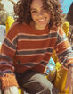 FULL TILT Fuzzy Striped Womens Sweater image number 1