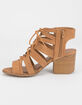 QUPID Lace Up Tan Womens Heeled Sandals image number 3