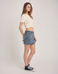 PLAYBOY Rhinestone Raw Hem Womens Denim Skirt image number 2