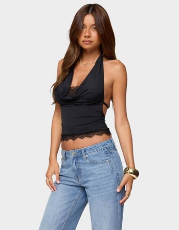 EDIKTED Layered Lacey Cowl Neck Halter Top Alternative Image