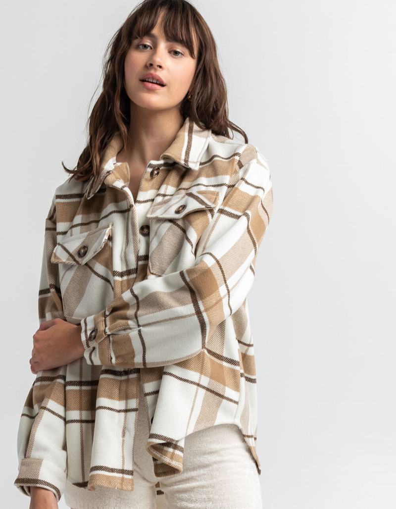 LOVE TREE Plaid Shacket image number 0