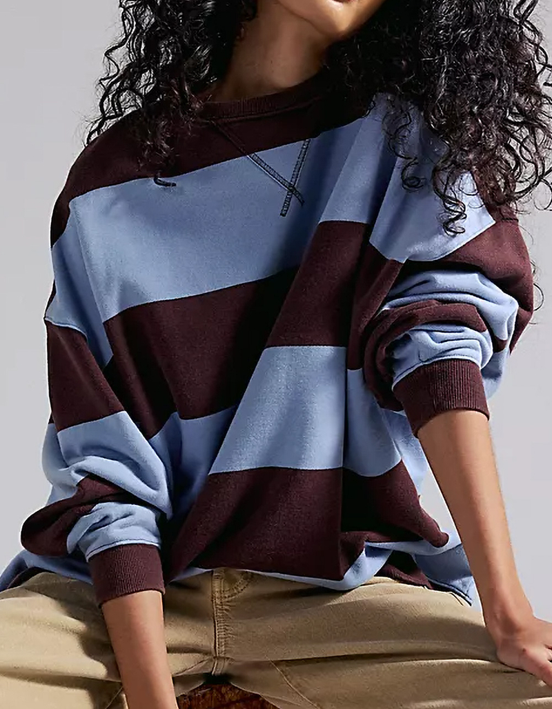 FREE PEOPLE Classic Striped Womens Oversized Crewneck Sweatshirt image number 0