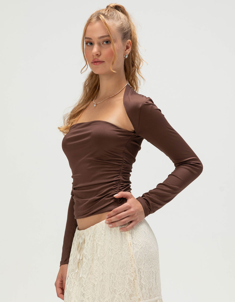 WEST OF MELROSE Womens Ruched Butter Soft Long Sleeve Top image number 2