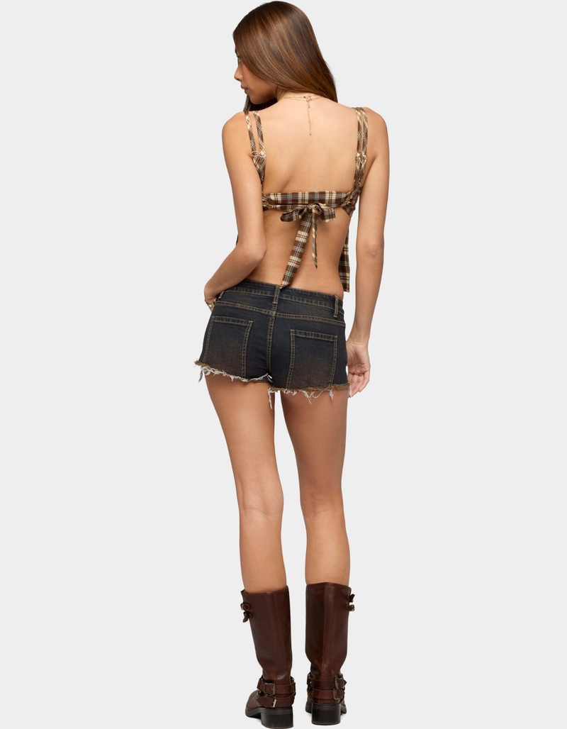 EDIKTED Sanya Backless Plaid Top image number 3