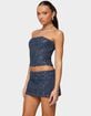 EDIKTED Sora Sequin Distressed Denim Corset image number 2