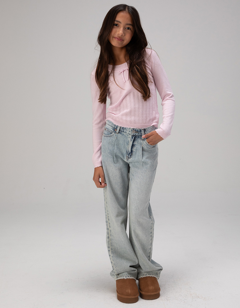 RSQ Girls High Rise Pleated Wide Leg Jeans image number 0