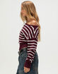RSQ Womens High Rib Stripe Off The Shoulder Sweater image number 3