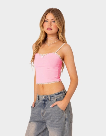 EDIKTED Alara Lace Trim Tank Top Alternative Image