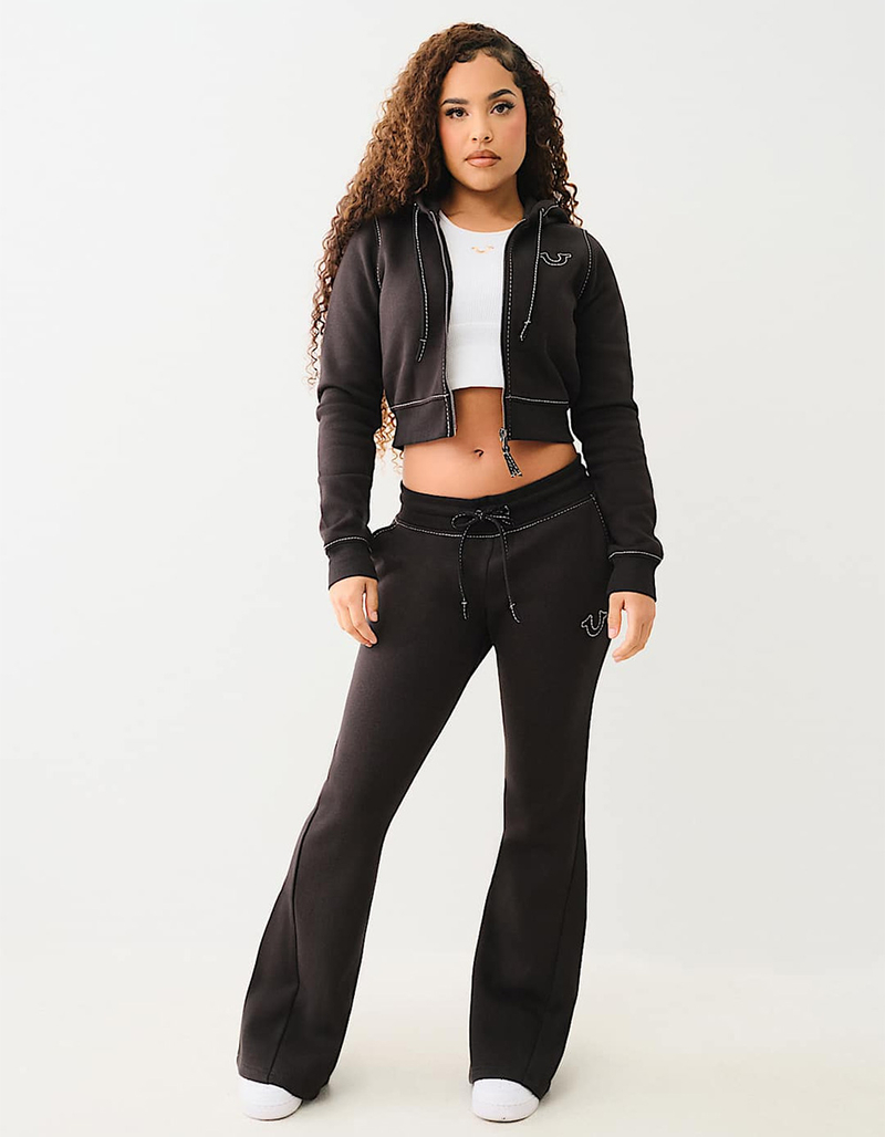 TRUE RELIGION Big T Womens Crop Shrunken Zip-Up Hoodie image number 4