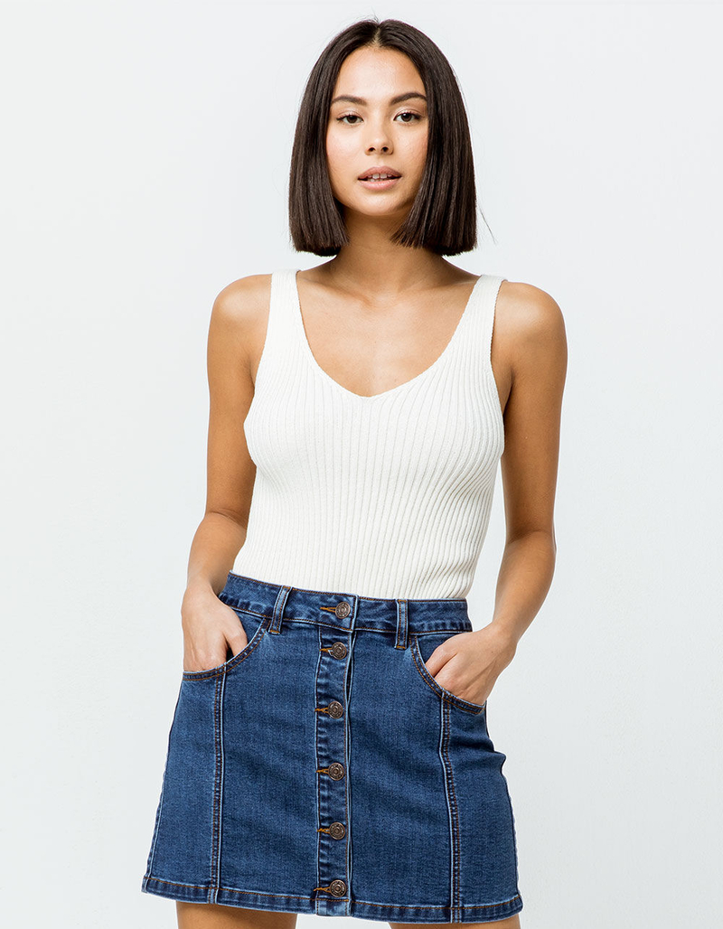 FULL TILT Essentials Cream Womens Sweater Tank image number 1