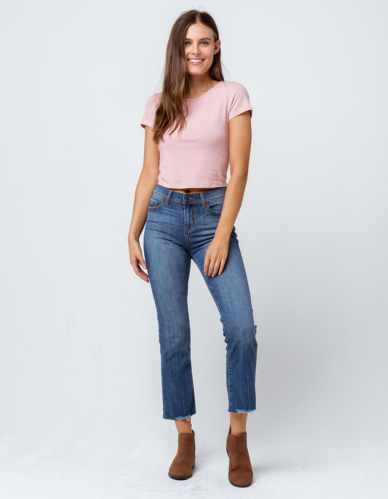 BOZZOLO Twist Back Cut Out Pink Womens Crop Tee image number 3