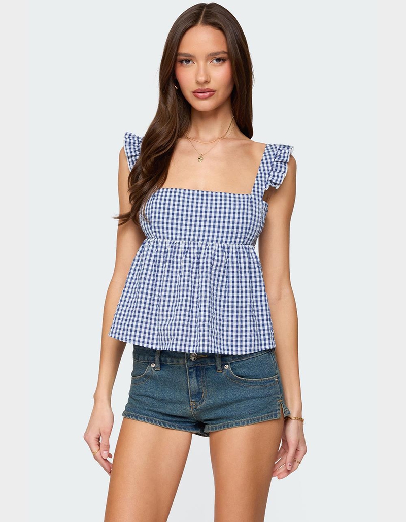 EDIKTED Jenson Backless Gingham Top image number 0