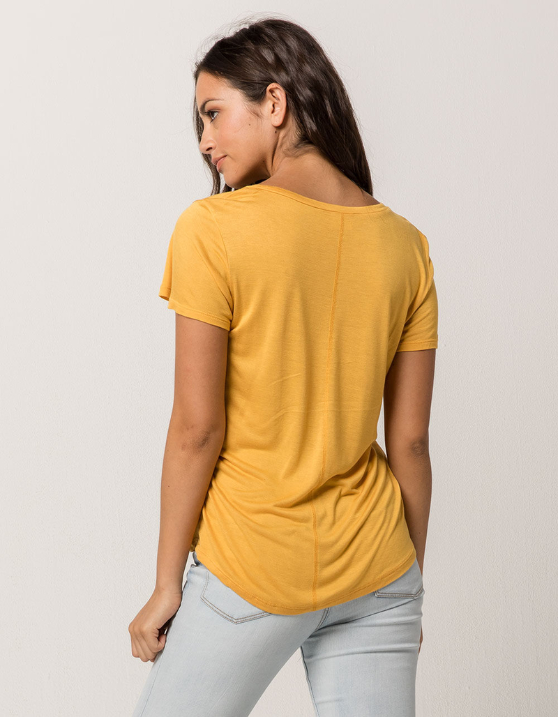 FULL TILT Essentials V-Neck Honey Womens Pocket Tee image number 2