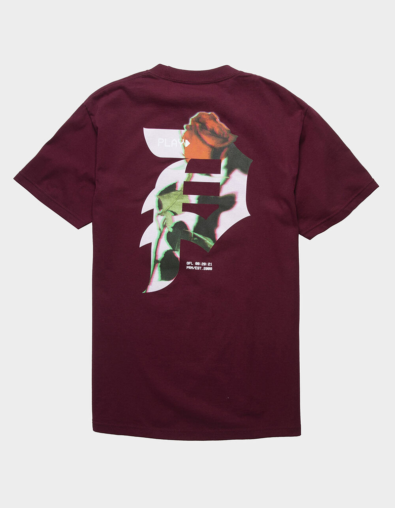 PRIMITIVE Long Play Mens Burgundy T-Shirt image number 0