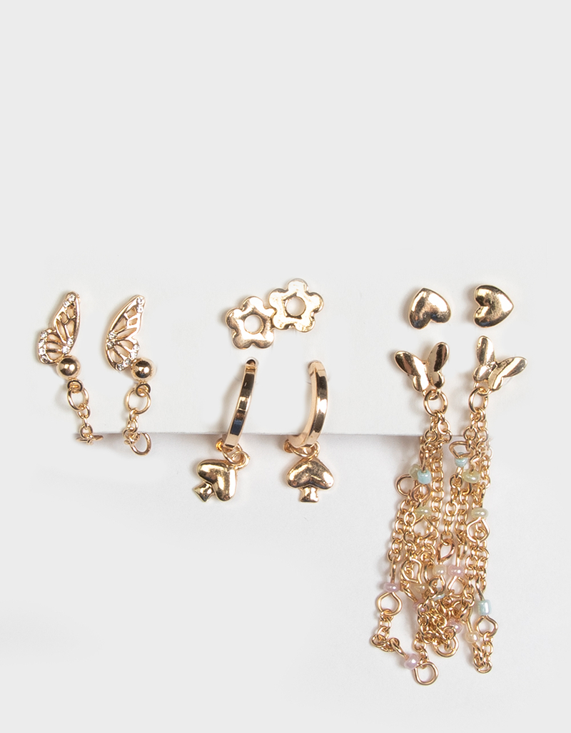 FULL TILT 6 Piece Wings/Flower/Heart Earrings image number 1