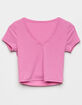 DESTINED Ribbed V-Neck Womens Crop Tee image number 6