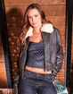 WEST OF MELROSE Womens Sherpa Collar Crop Faux Leather Jacket image number 1