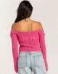 RSQ Womens Linear Stitch Off The Shoulder Sweater image number 4