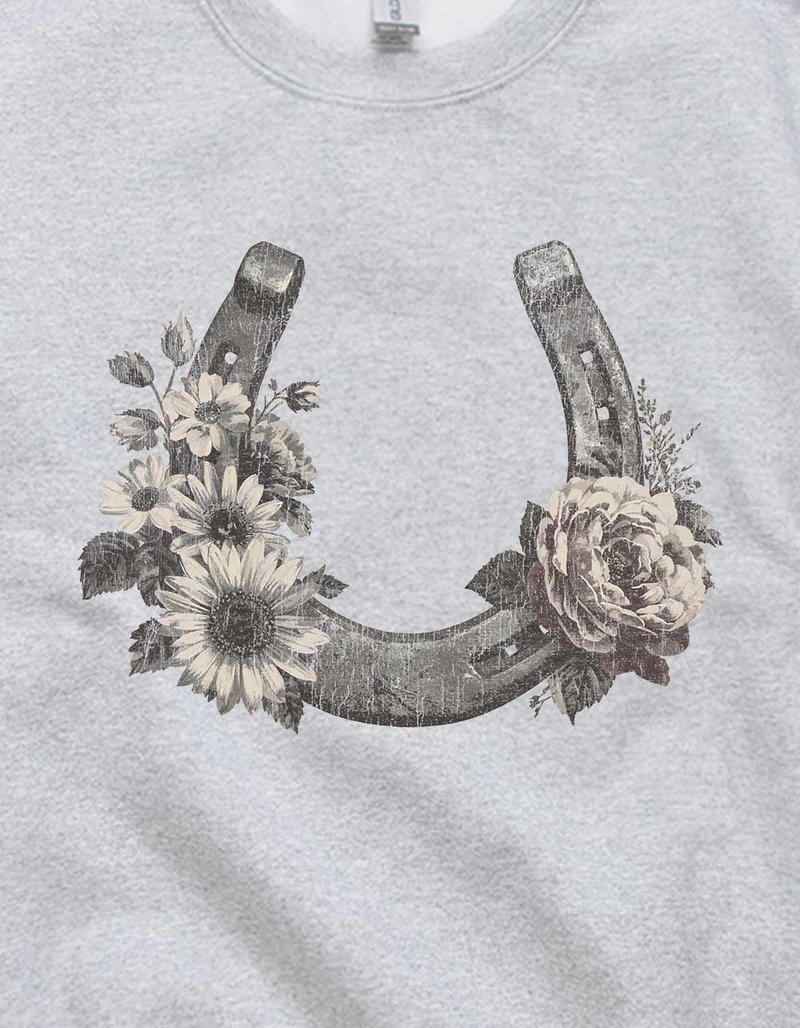 FLORAL Horseshoe Flowers Unisex Crewneck Sweatshirt image number 1