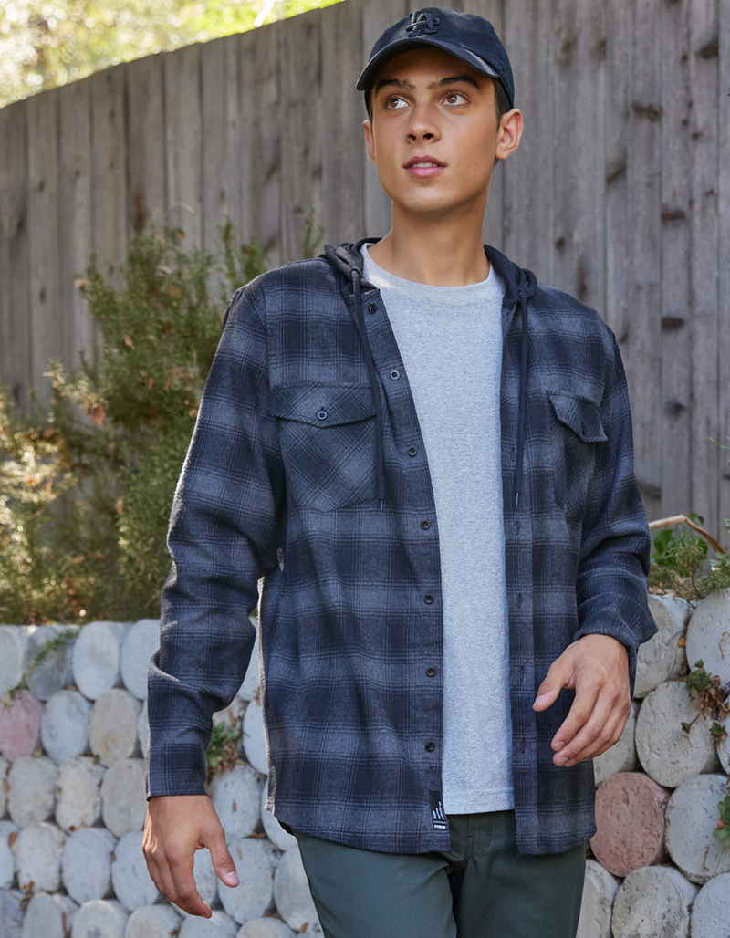 RSQ Mens Plaid Hooded Flannel image number 0