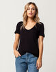 FULL TILT Essentials V-Neck Black Womens Pocket Tee image number 2
