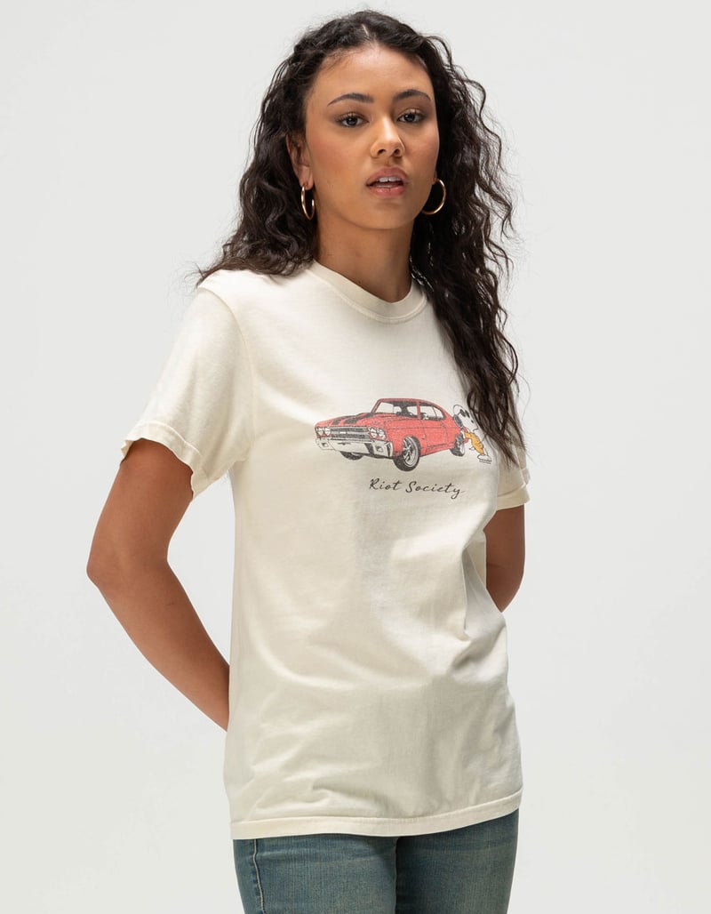 RIOT SOCIETY x Peanuts Snoopy Car Womens Tee image number 2