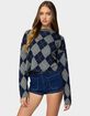 EDIKTED Prep Girl Argyle Knit Top image number 1