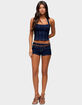 EDIKTED Alita Low Rise Denim Micro Shorts image number 5