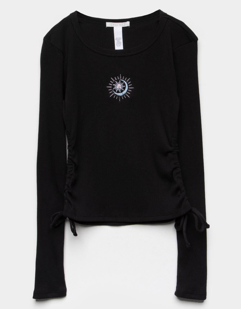 FULL TILT Embroidered Celestial Side Cinch Girls Top image number 1