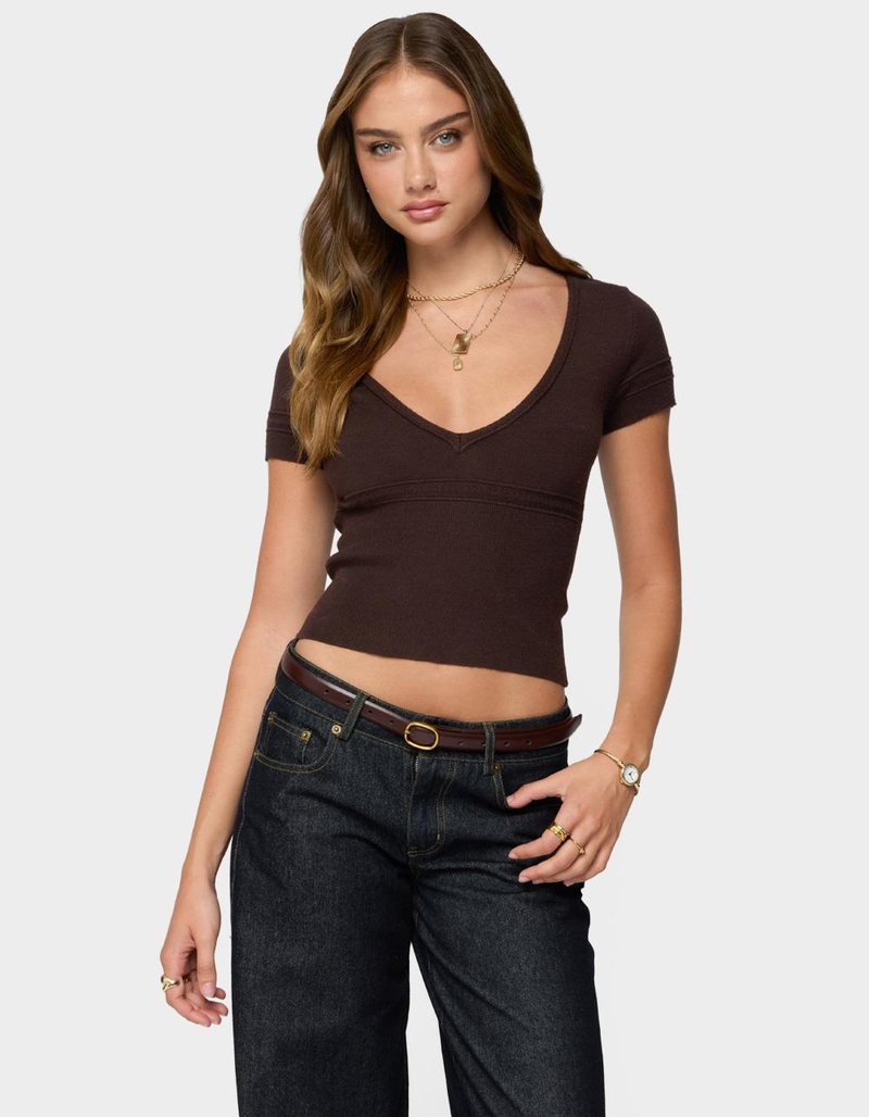 EDIKTED Theresa V-Neck Knit Top image number 0