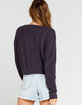 RSQ Cable Knit V Neck Womens Navy Sweater image number 3