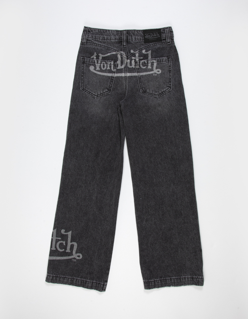 VON DUTCH Girls High Rise Patch Wide Leg Jeans image number 1