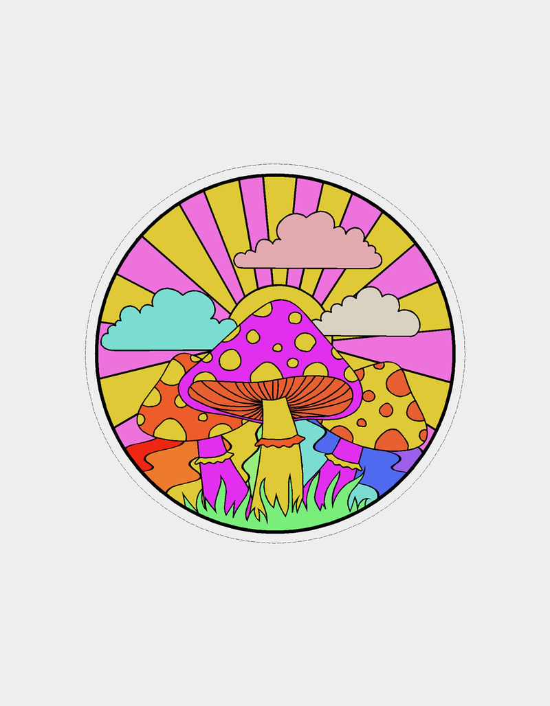 STICKER CABANA Trippy Mushroom Circle Sticker image number 0