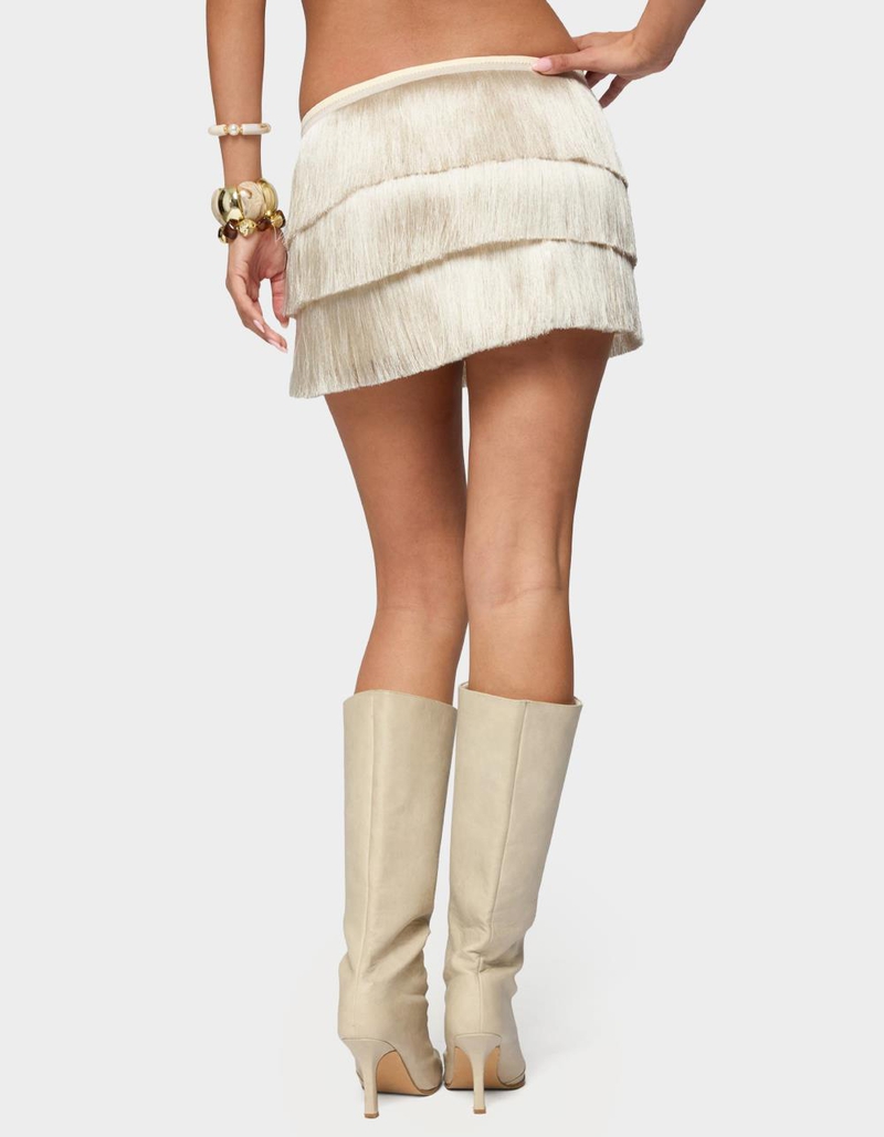 EDIKTED Sarai Tiered Fringed Mini Skirt image number 2