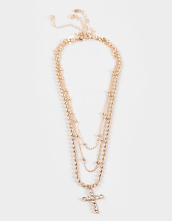FULL TILT Layered Rhinestone/Cross Necklace Primary Image