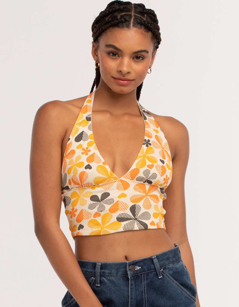 RSQ Womens Floral Retro Halter Top image number 0