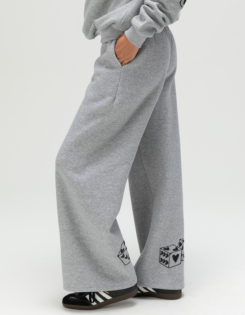 FULL TILT Dice Print Womens Wide Leg Sweatpants image number 3