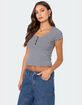 EDIKTED Kady Striped Henley Tee image number 3