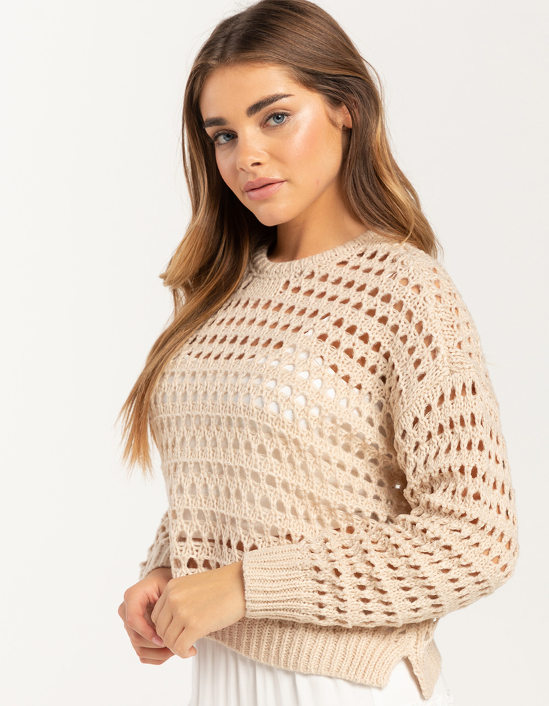 FULL TILT Essentials Open Knit Womens Pullover Sweater image number 2